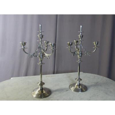 Pair Of Candelabra In Sterling Silver