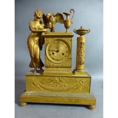 Empire Clock In Gilt Bronze