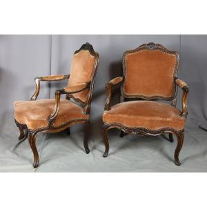 Pair Of Louis XV Armchairs XVIII Time