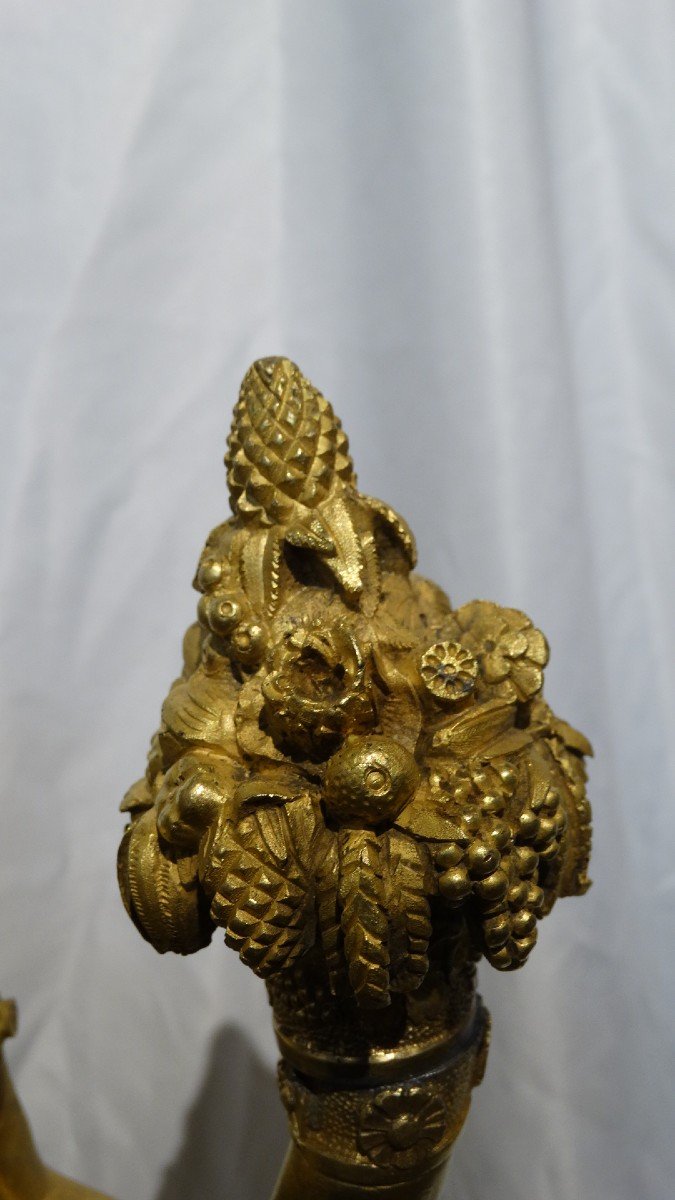 Gilt Bronze Pendulum. Restoration "goddess With The Cornucopia"-photo-1