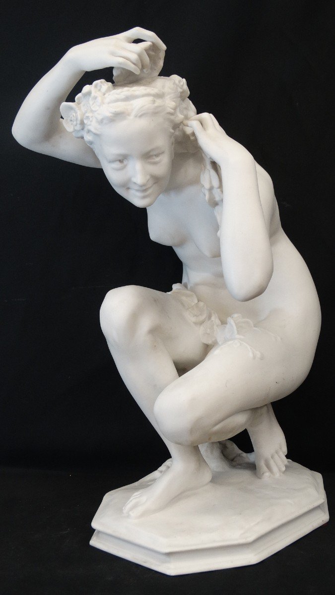 "squatting Flora" Proof In Sèvres Porcelain By Jb Carpeaux