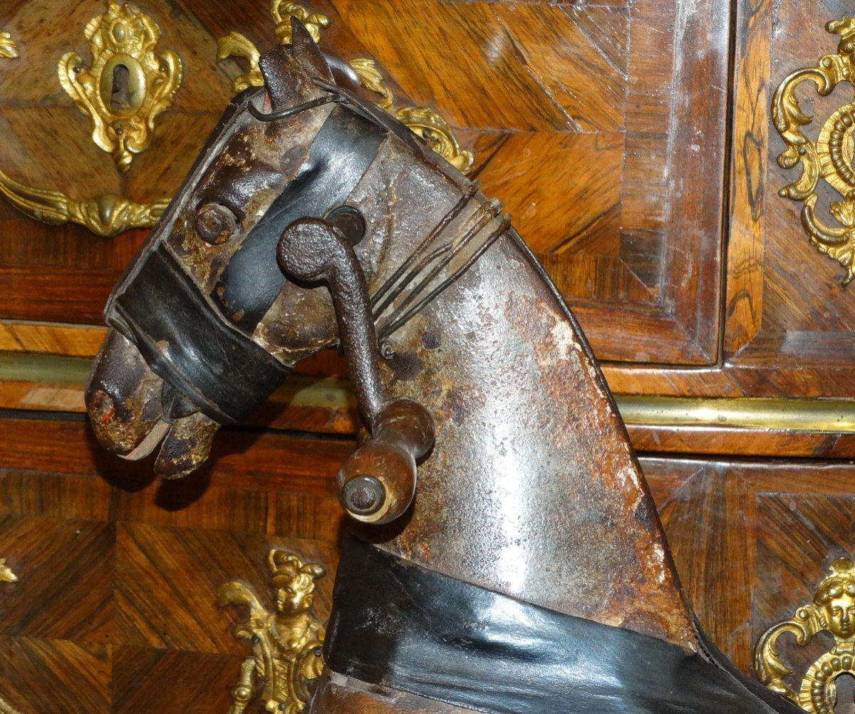 1900s Child's Tricycle Horse In Wood And Wrought Iron-photo-2