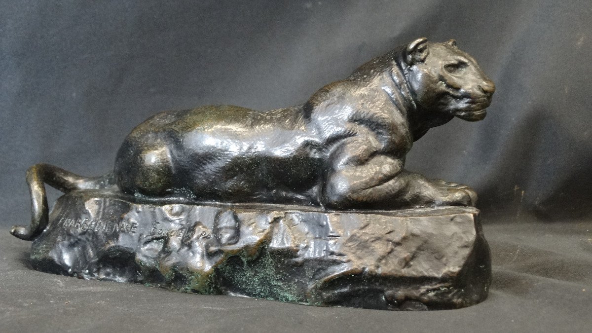 "panther Of Tunis" Bronze By Barye And Barbedienne Foundries-photo-3