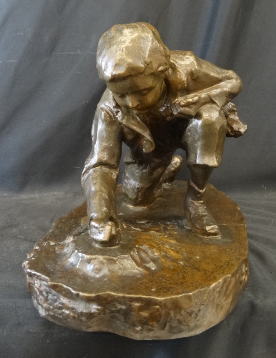 "Le joueur de billes" bronze de élie Raset-photo-2