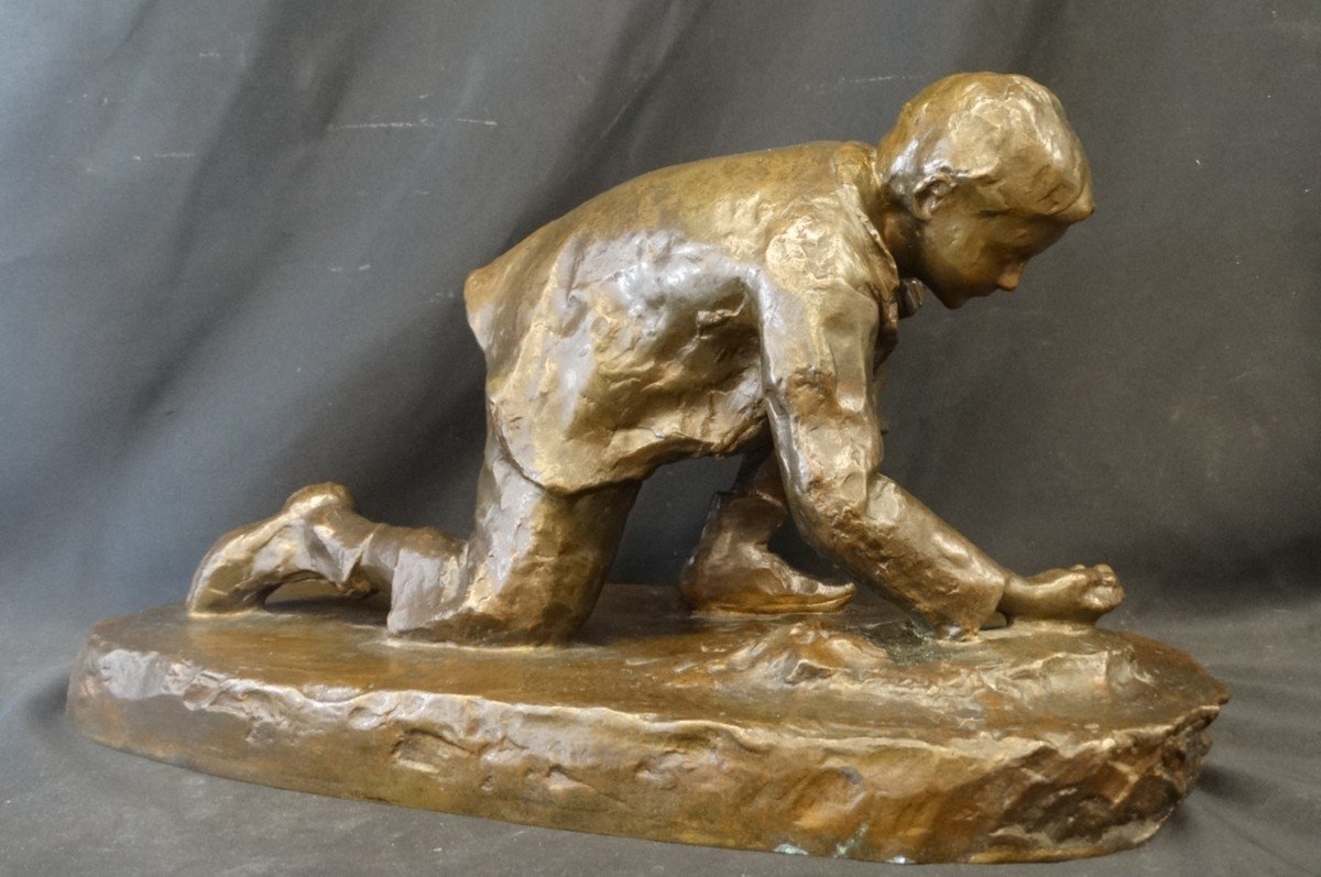 "the Marble Player" Bronze By Elie Raset-photo-3