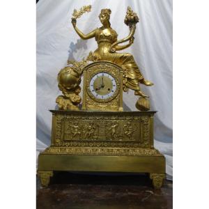 Gilt Bronze Pendulum. Restoration "goddess With The Cornucopia"