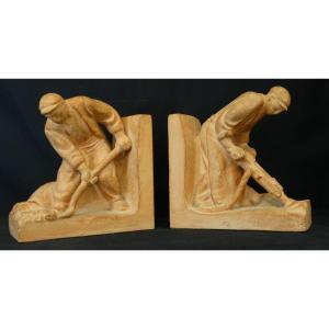 “the Workers” Terracotta By Albert-marius Patrisse