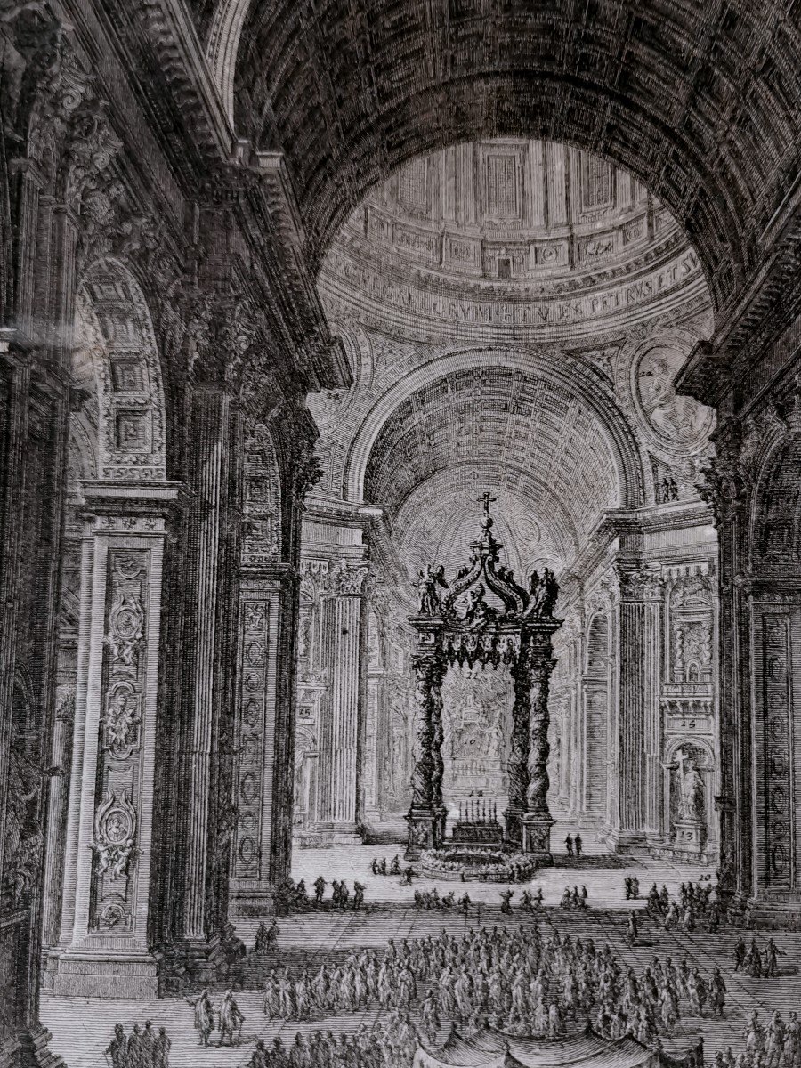 Engraving Giuseppe Vasi 1775 Pius VI Rome Vatican St Peter 97 X 70 Cm 18 Eme-photo-3