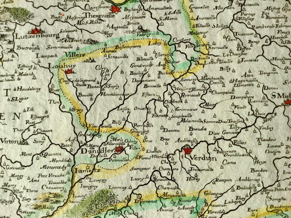 Map Of The Duchy Of Lorraine And Bar By Mariette 1653 17 Eme Nancy Toul Metz Verdun-photo-4