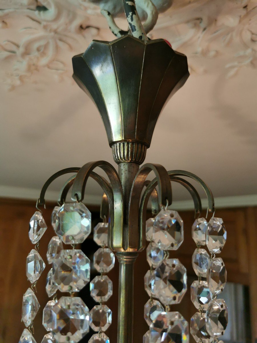 Cristallerie Baccarat Crystal Chandelier D Period Art Deco A Cascade 94 X 50 Cm-photo-2