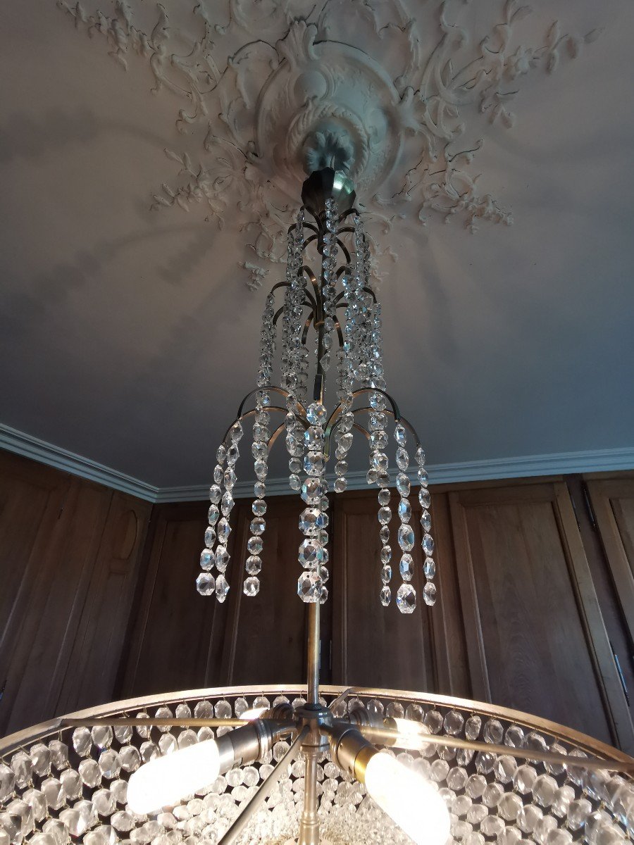 Cristallerie Baccarat Crystal Chandelier D Period Art Deco A Cascade 94 X 50 Cm-photo-6