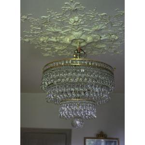 Grand Plafonnier Lustre  A 264 Gouttes Vers 1930 Diametre 60 Cm Hauteur 70 Cm 14 Lumieres 