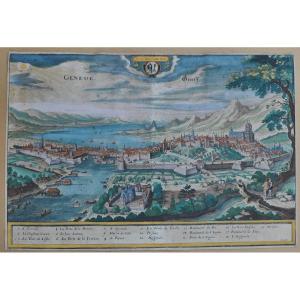 1635 Map Of Geneva Switzerland By Matthaus Merian 1593-1650 