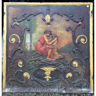 From Cast Iron Fireplace Plate XIX Painted E 100 X 99 Cm