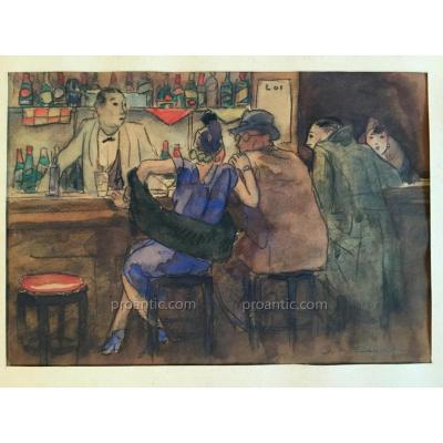 Edelmann Charles Auguste1879-1950 Soultz Alsace Watercolor