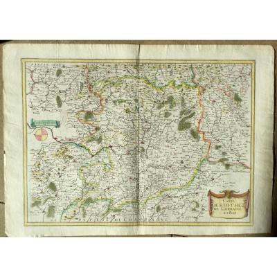 Map Of The Duchy Of Lorraine And Bar By Mariette 1653 17 Eme Nancy Toul Metz Verdun