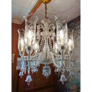 Baccarat Lustre  Modele Zenith A Photophores A 6 Lumieres état Parfait 