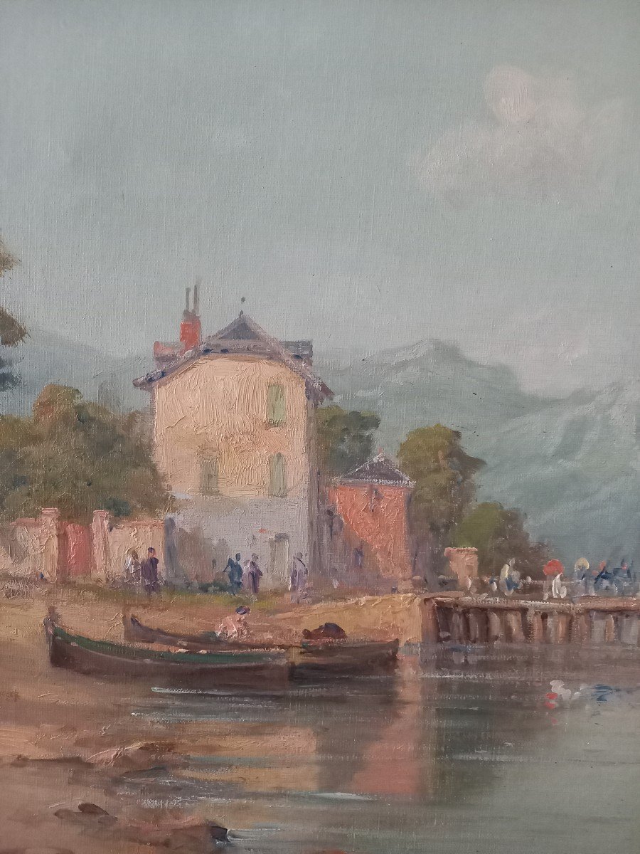 Vapeur à l'Embarquement  à Talloire Sur Le Lac d'Annecy Par Alfred Godchaux-photo-2