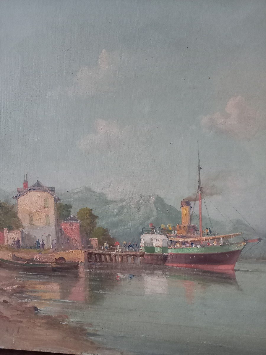 Vapeur à l'Embarquement  à Talloire Sur Le Lac d'Annecy Par Alfred Godchaux