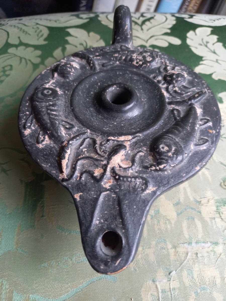 Oil Lamp Decorated With Marine Creatures, Grand Tour, In The Spirit Of Antiquity -photo-2