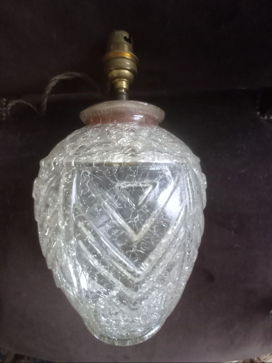 Art Deco Cracked Glass Lamp Base -photo-2