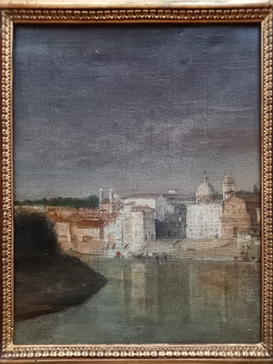 Vue de Rome au bord du Tibre, Porta di Ripetta