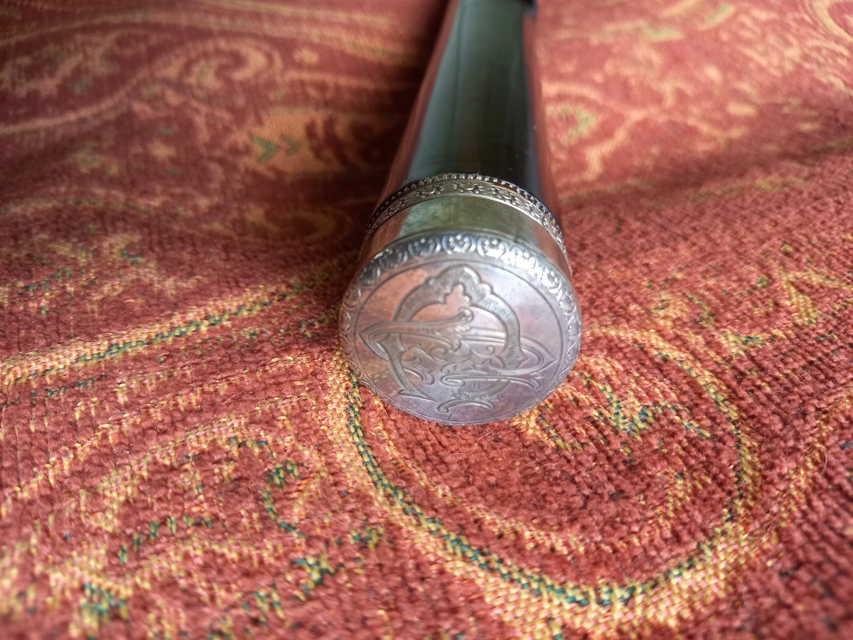 19th Century Cane With Silver Pommel, Ebony Shaft -photo-3