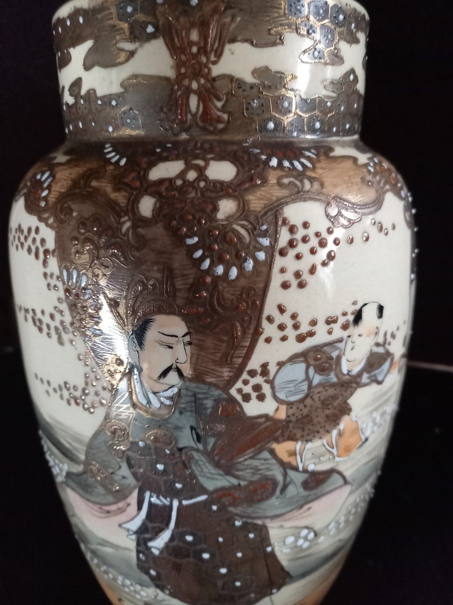 Baluster Vase In Satsuma Earthenware-photo-3