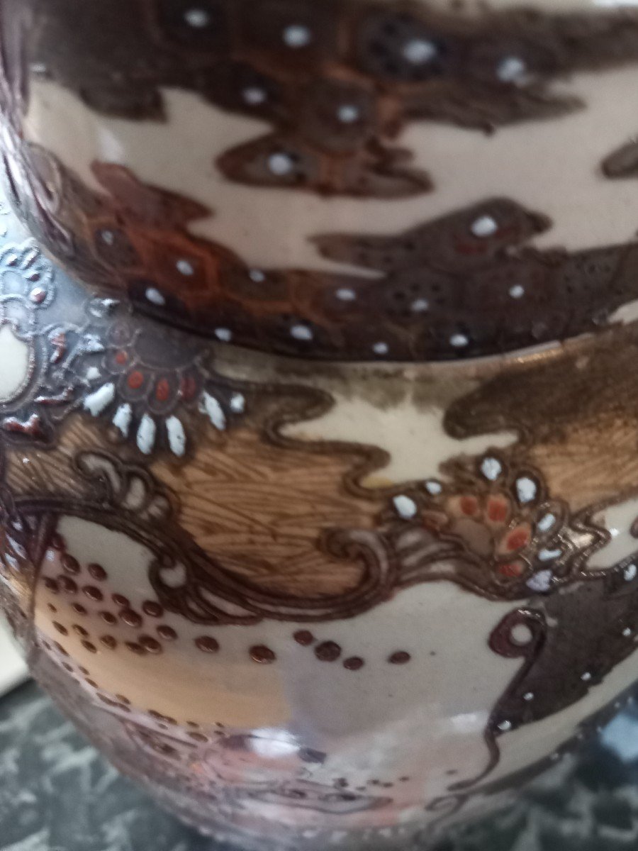 Baluster Vase In Satsuma Earthenware-photo-1