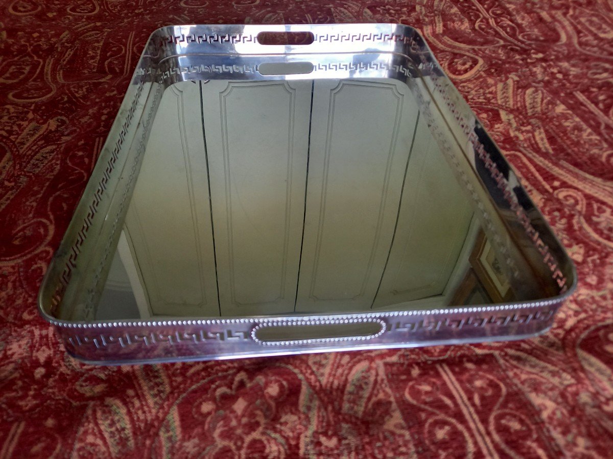 Large English Silver Metal Tray Circa 1900-photo-2