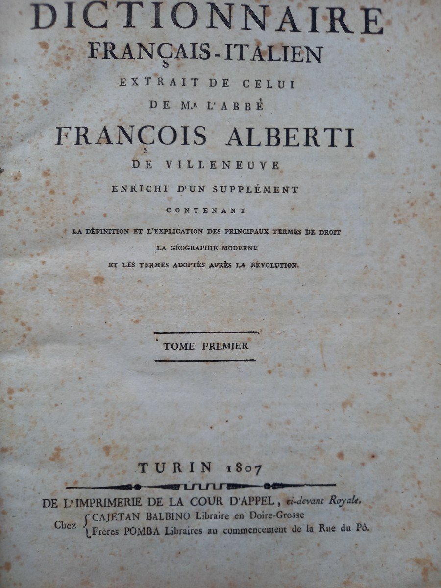 Dictionnaire Français-italien Tiré De Celui De l'Abbé François Alberti De Villeneuve 1807-photo-4