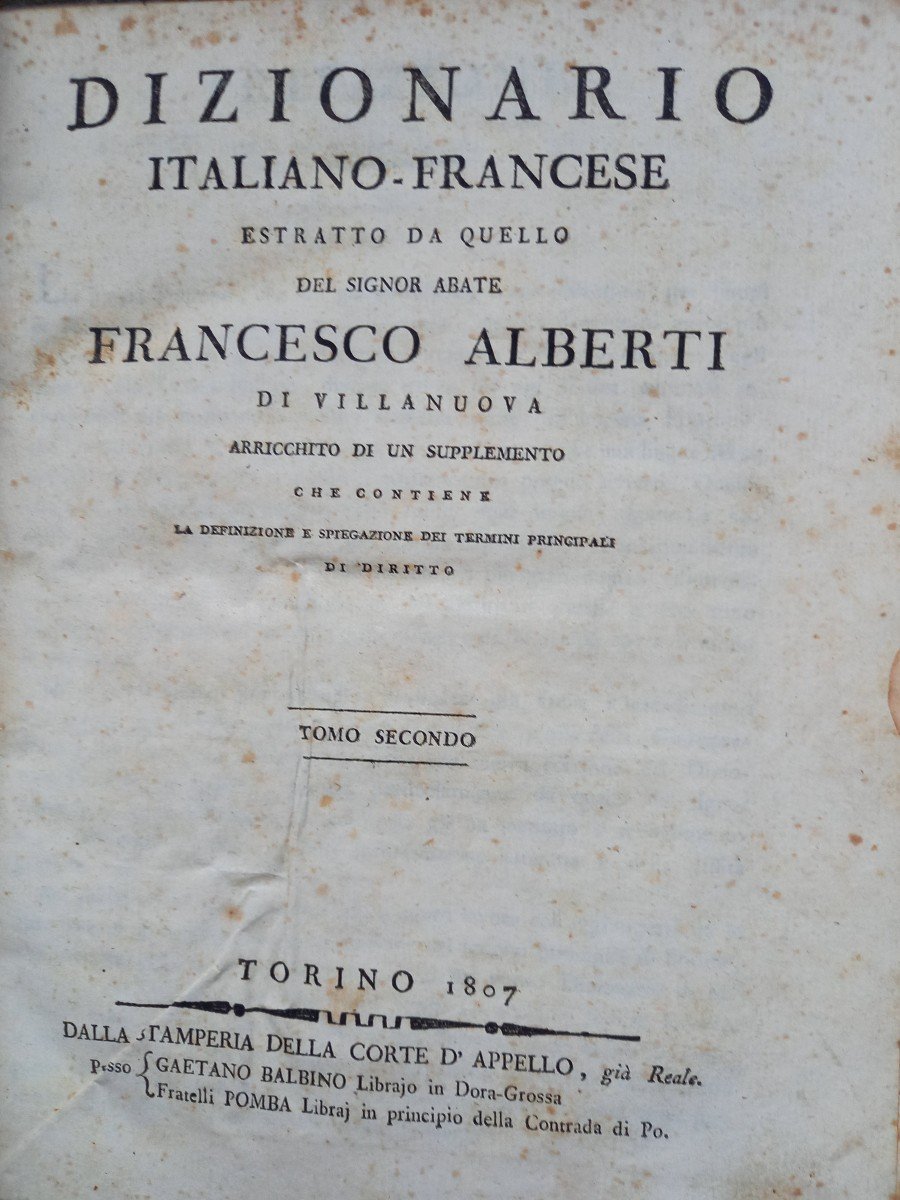 Dictionnaire Français-italien Tiré De Celui De l'Abbé François Alberti De Villeneuve 1807-photo-1