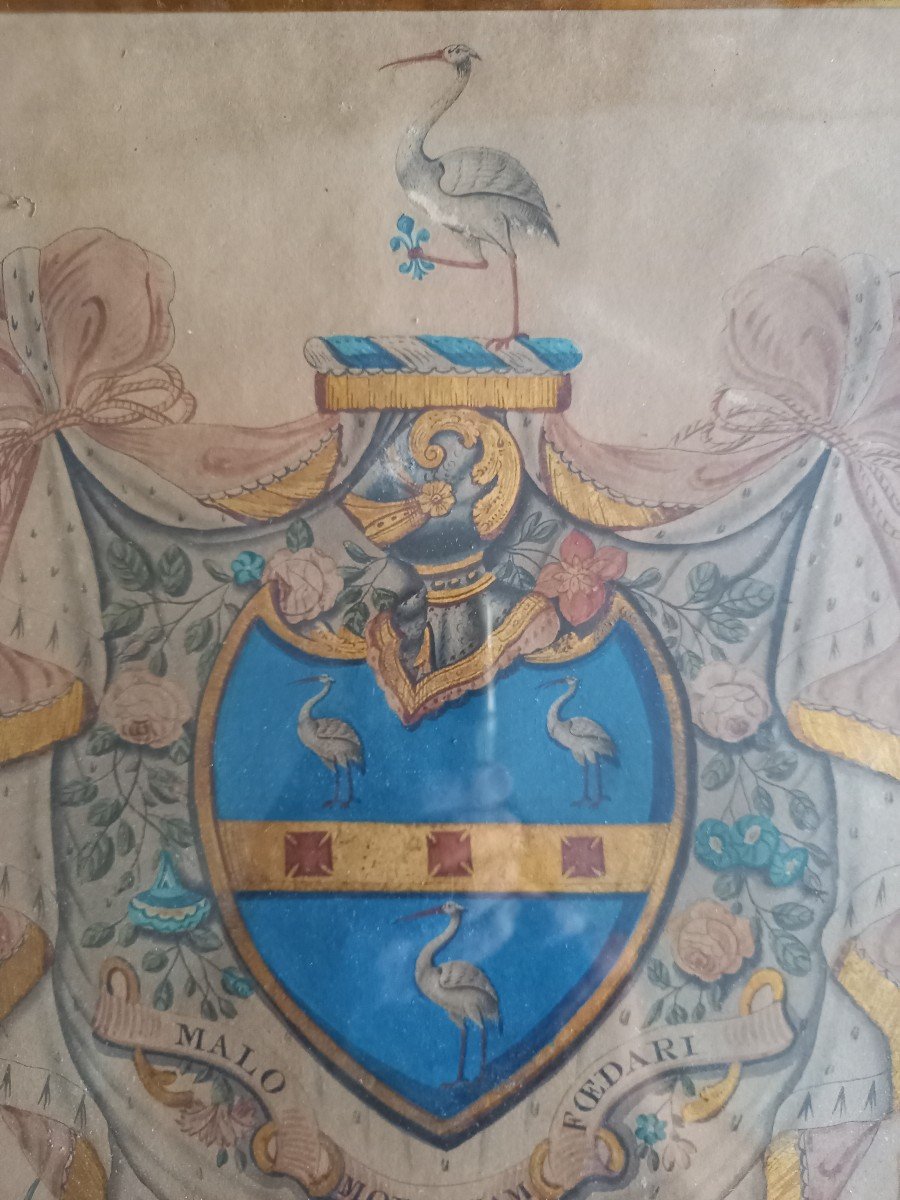 English Coat Of Arms, Watercolour Circa 1840-photo-3