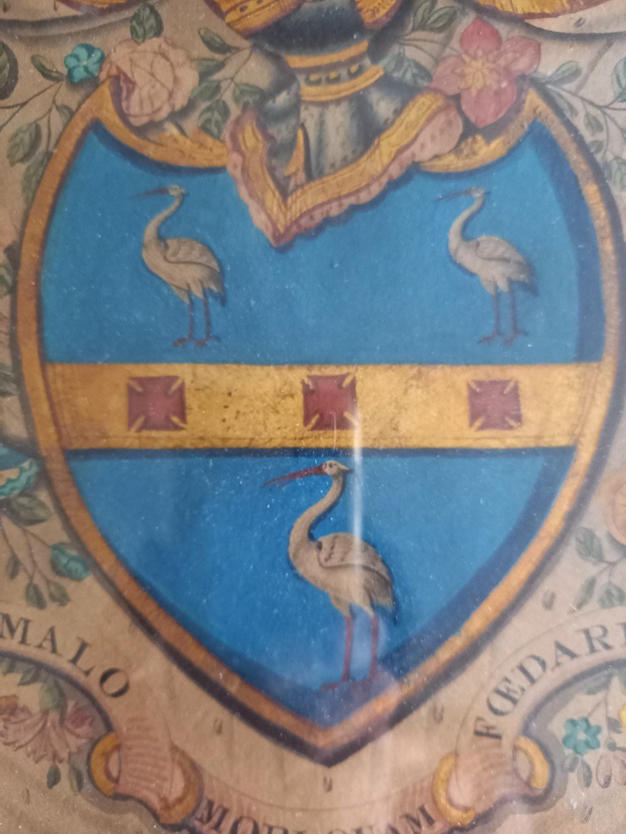 English Coat Of Arms, Watercolour Circa 1840-photo-1