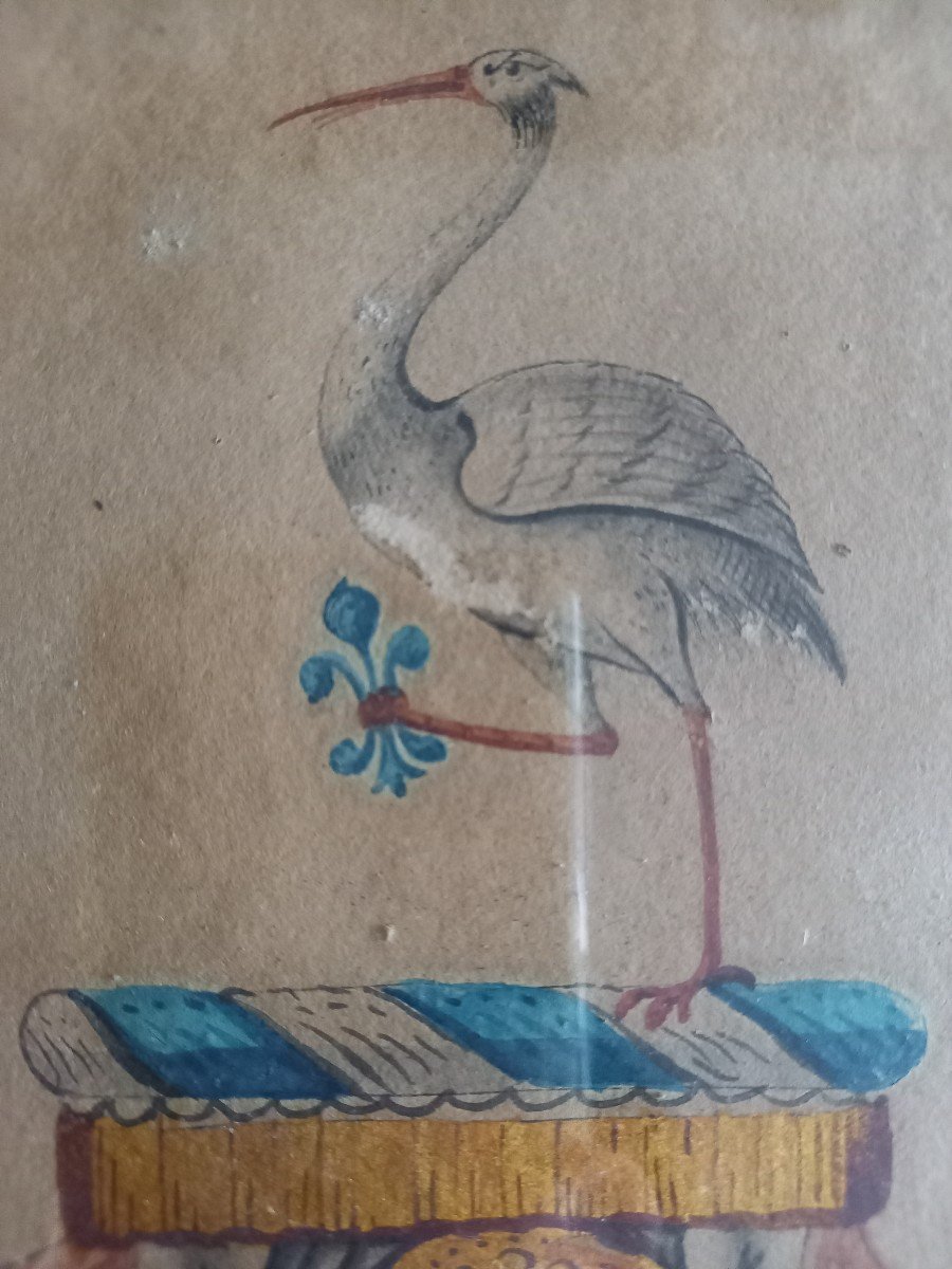 English Coat Of Arms, Watercolour Circa 1840-photo-2