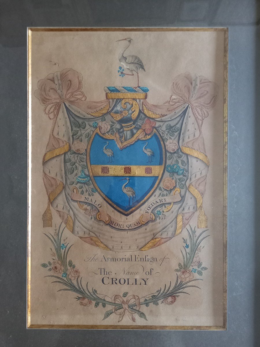 English Coat Of Arms, Watercolour Circa 1840