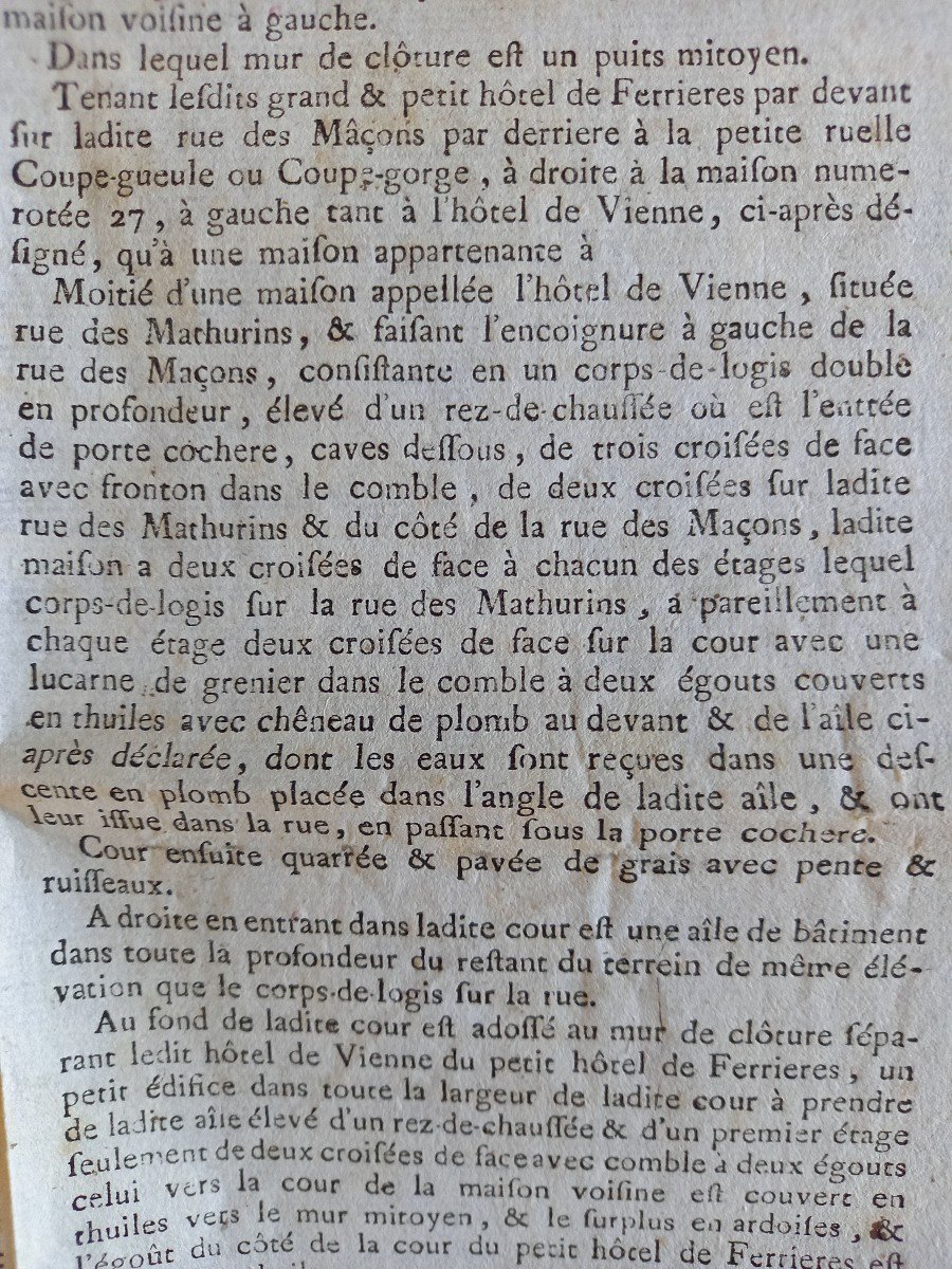 18th Century Closet Minutes For An Important Real Estate Sale In Paris -photo-3