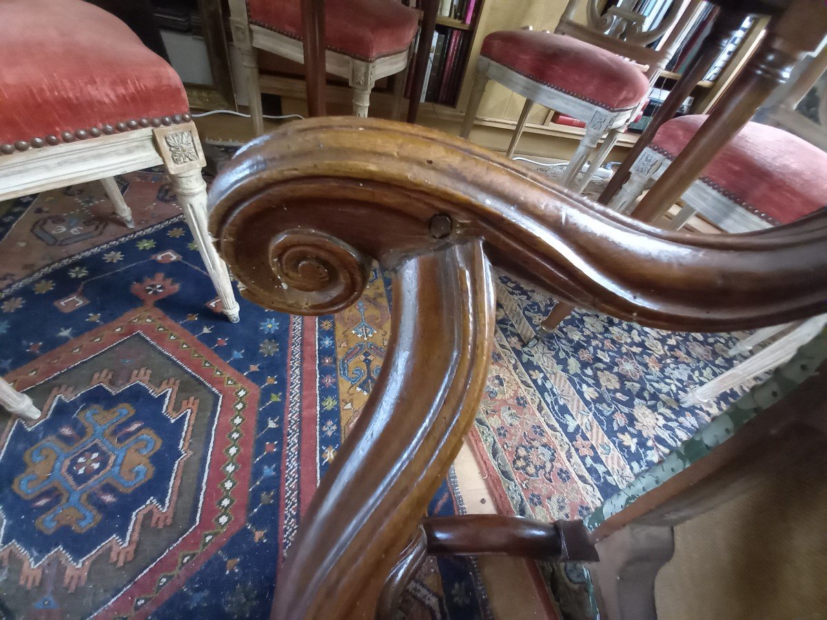 Large Louis XIV Period Armchair In Blond Walnut -photo-3