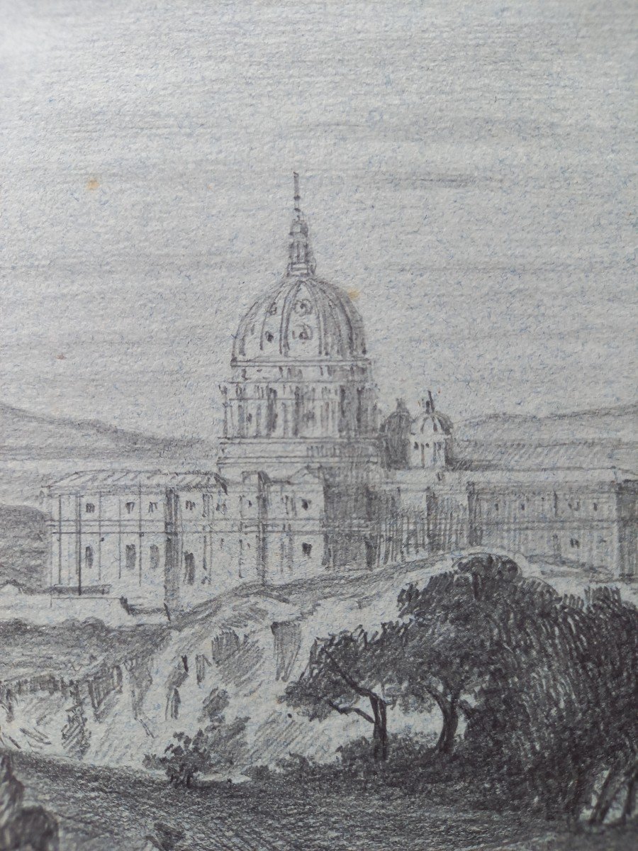 Grand Tour : Vue Des Environs De Saint Pierre De Rome  Datée 1872-photo-4