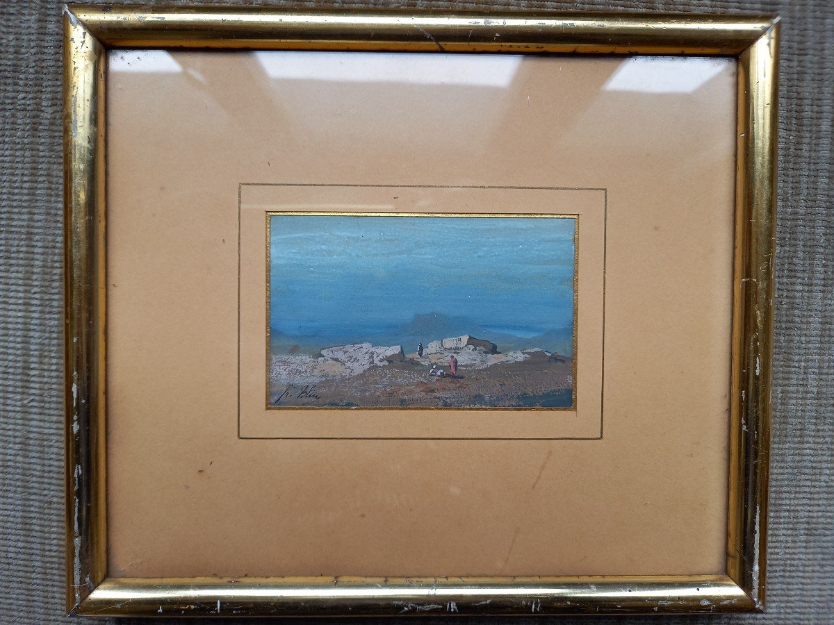 Francis Blin: Gouache Miniature The Watchers Of The Desert -photo-2