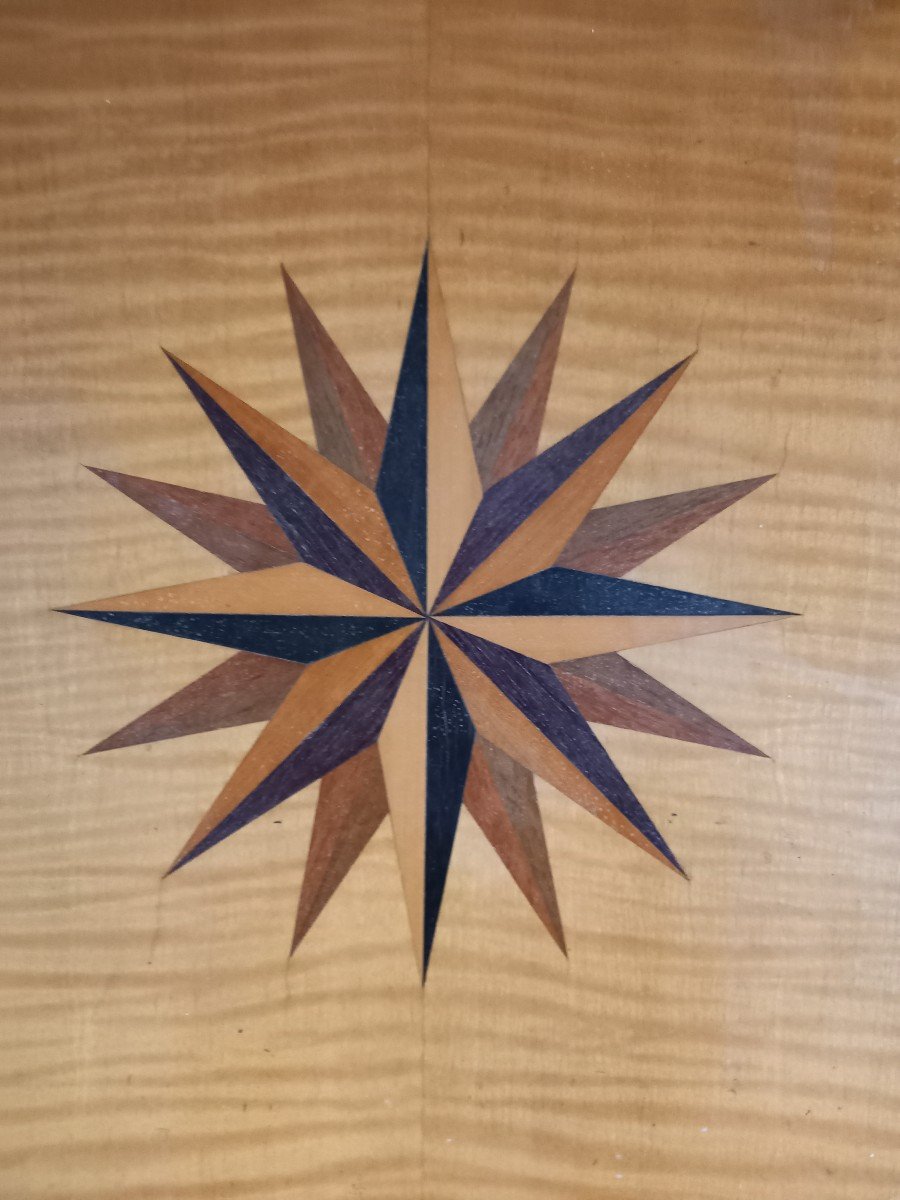 Tray Decorated With A Marquetry Wind Rose. Art Deco