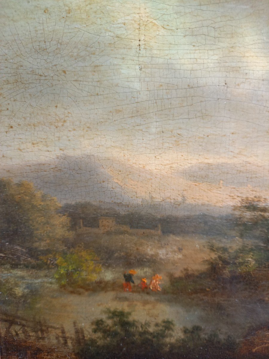 Flemish School 18th Century: Landscape Under A Stormy Sky -photo-4