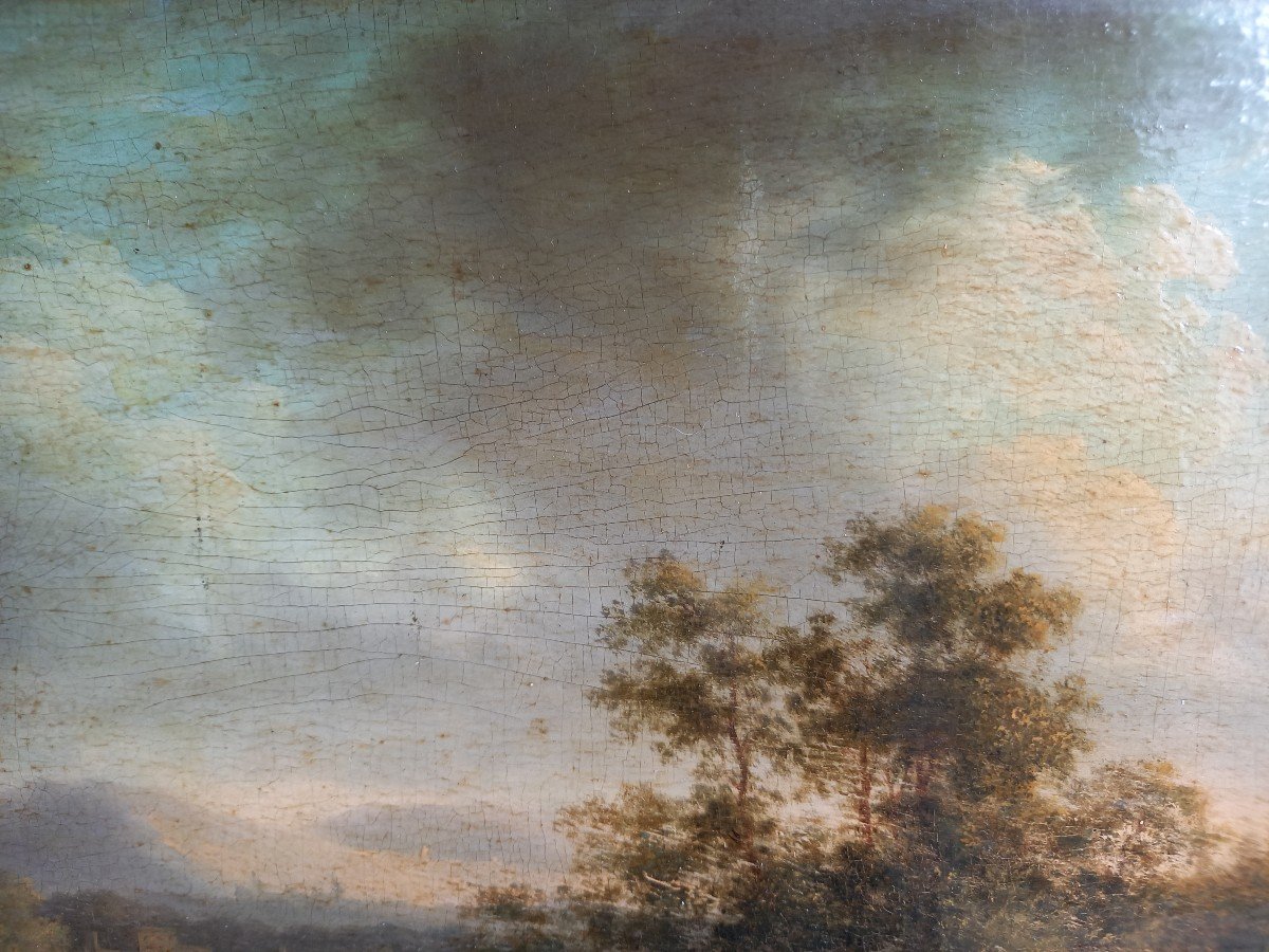 Flemish School 18th Century: Landscape Under A Stormy Sky -photo-1