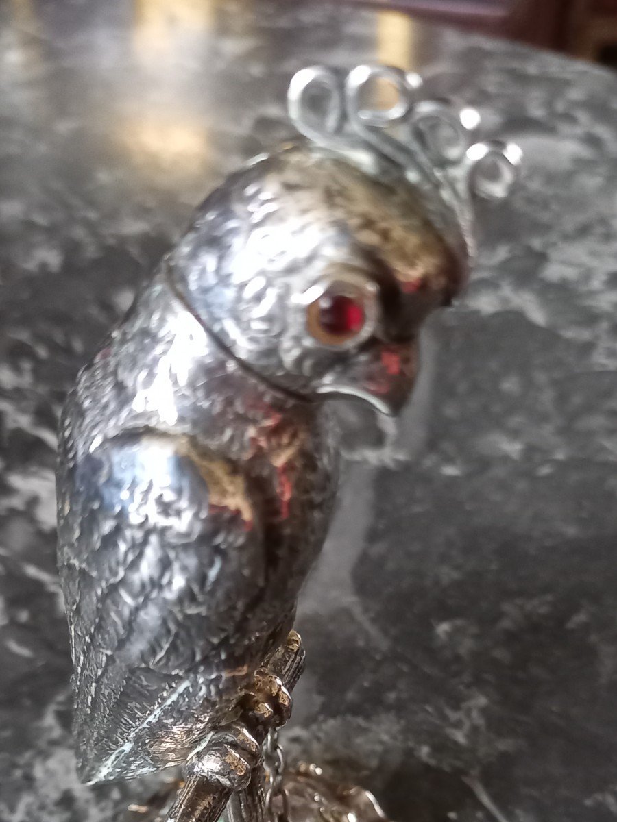 Little Silver Parrot With Garnet Eyes -photo-5