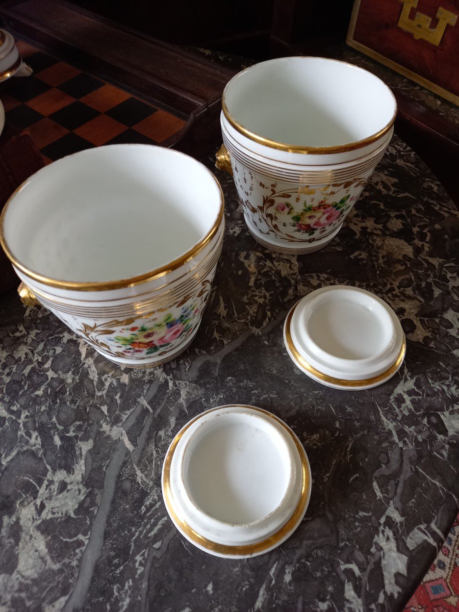 Paris Porcelain: Pair Of Plant Pots Circa 1830-photo-1