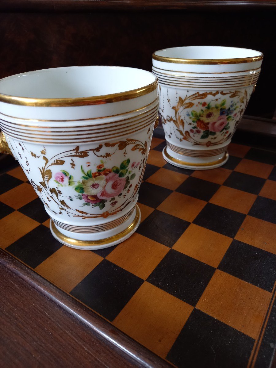 Paris Porcelain: Pair Of Plant Pots Circa 1830-photo-4