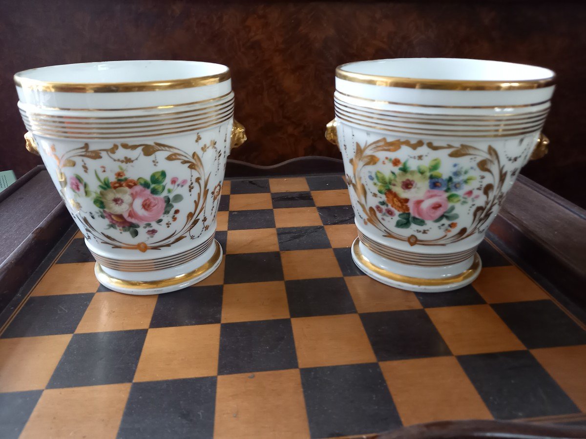 Paris Porcelain: Pair Of Plant Pots Circa 1830