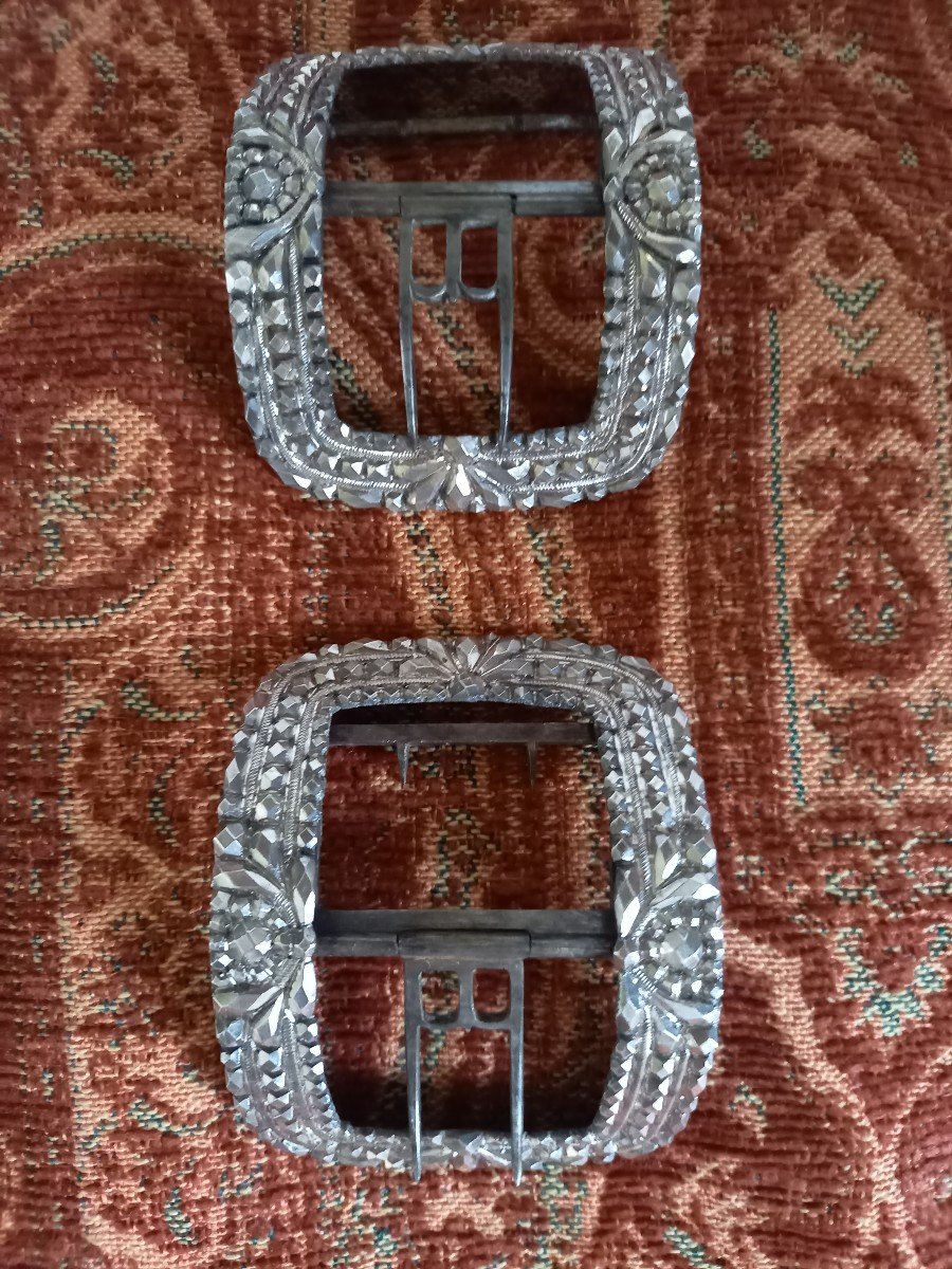 Pair Of Silver Shoe Buckles, Circa 1800-photo-2