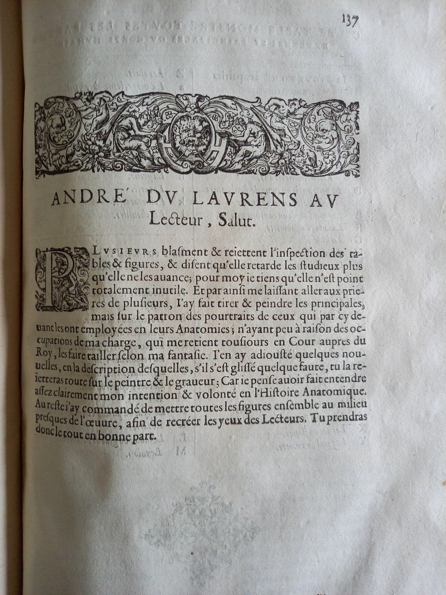 Les œuvres Complètes d'André Du Laurens .médecin d'Henri  IV . édition De 1621-photo-2