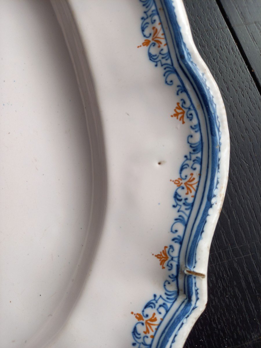 Moustier Earthenware Dish Circa 1750 Signed Olerys Et Laugier-photo-4